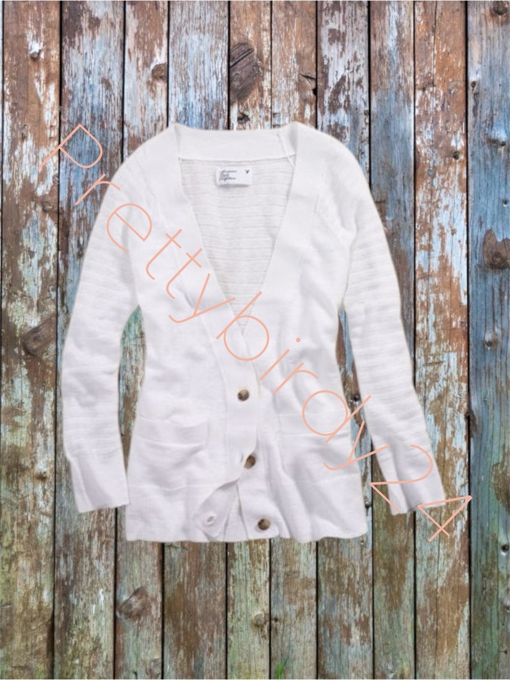 Y2K AEO Ecru Open Knit Button Cardigan